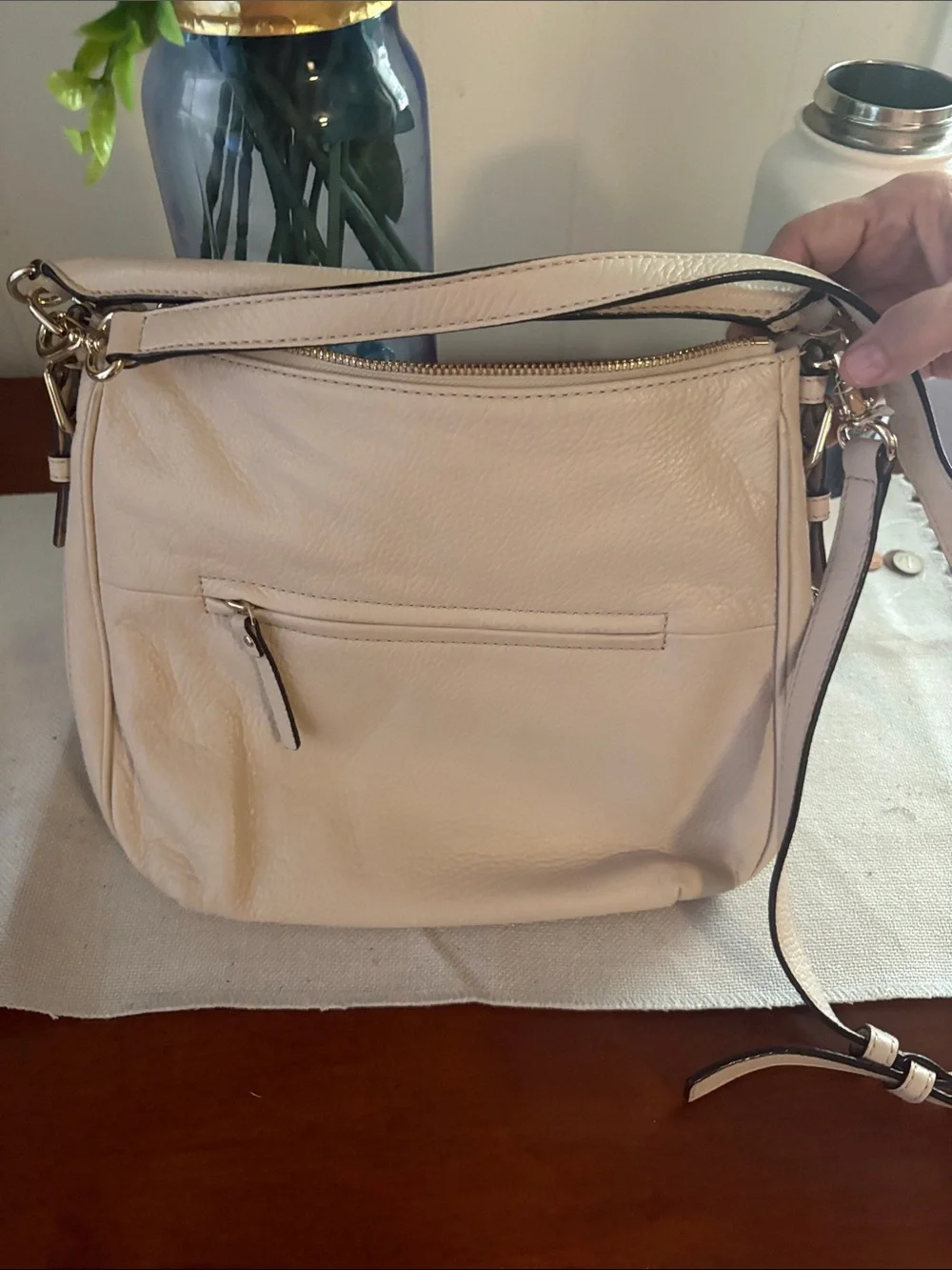 kate spade ivory blush Leather Crossbody with Gold Hardware